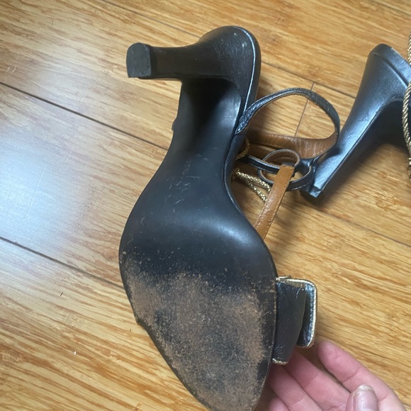 Cobalt pumps with golden ankle tie - Picture 4 of 4